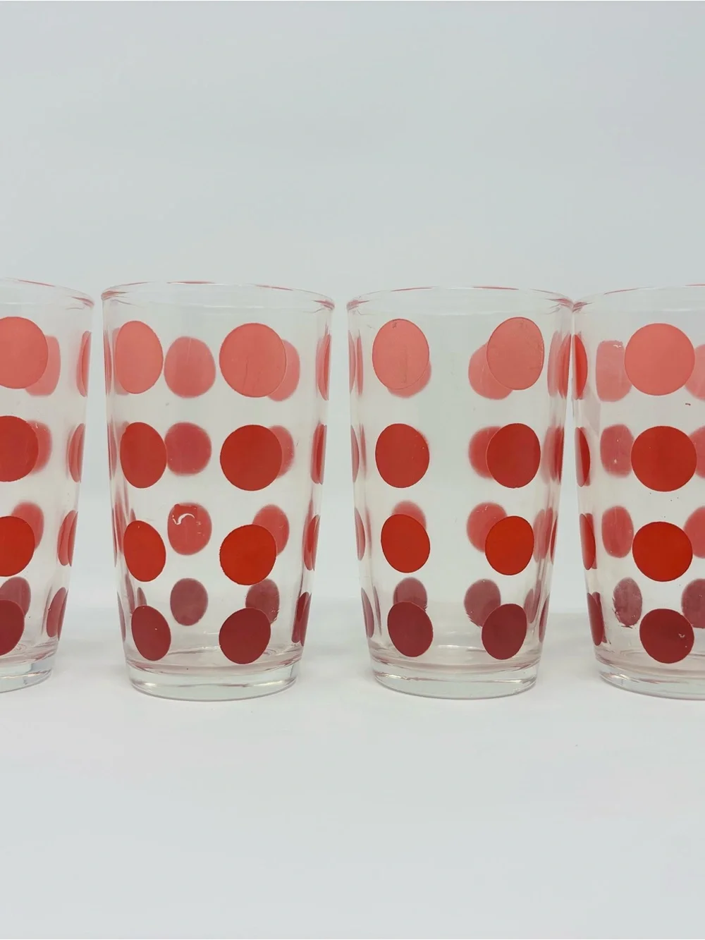 Vintage Red Polka Dot Glass Tumbler Set - Vintage